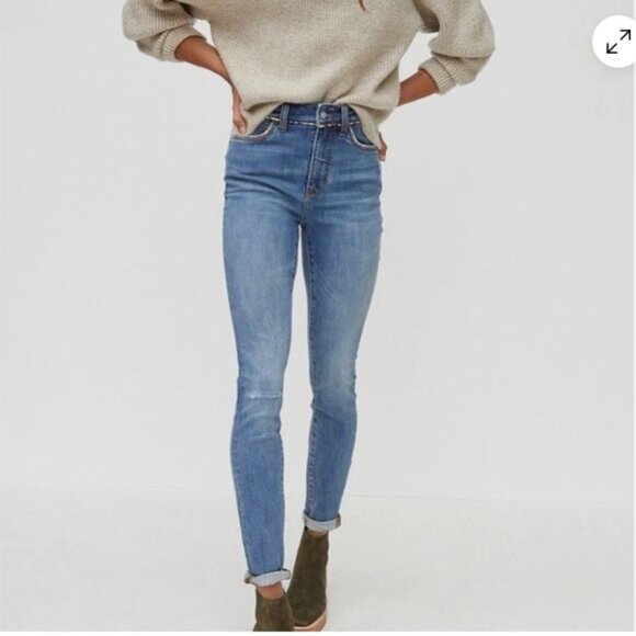 Anthropologie Pilcro High-Rise Leopard-Trimmed Skinny Jeans – Size 25 - Picture 7 of 8